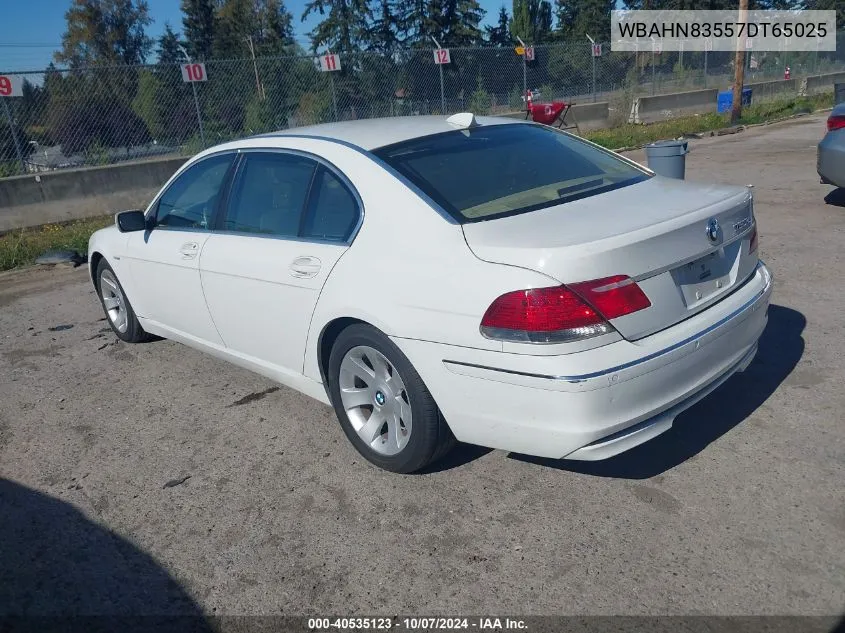 2007 BMW 750Li VIN: WBAHN83557DT65025 Lot: 40535123