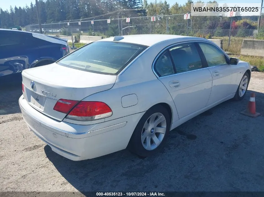 2007 BMW 750Li VIN: WBAHN83557DT65025 Lot: 40535123