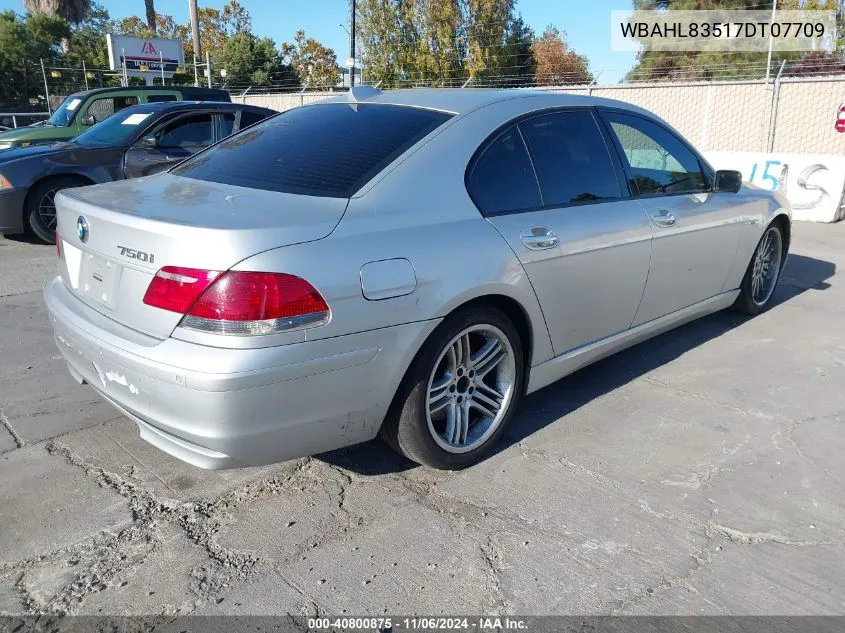 2007 BMW 750I VIN: WBAHL83517DT07709 Lot: 40800875