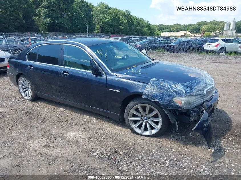 2008 BMW 750Li VIN: WBAHN83548DT84988 Lot: 40062353