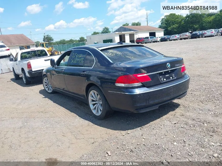 2008 BMW 750Li VIN: WBAHN83548DT84988 Lot: 40062353