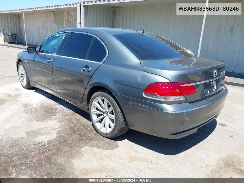 2008 BMW 750Li VIN: WBAHN83568DT80246 Lot: 40204567