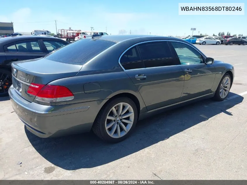 2008 BMW 750Li VIN: WBAHN83568DT80246 Lot: 40204567