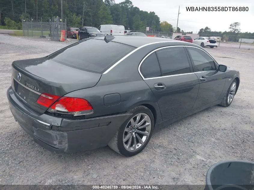 2008 BMW 750Li VIN: WBAHN83558DT86880 Lot: 40245759