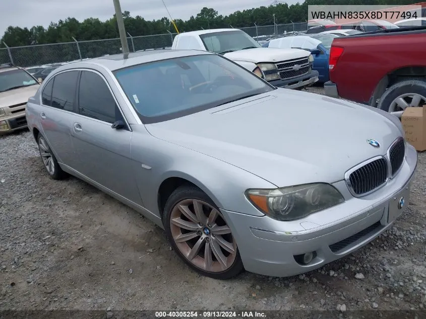 2008 BMW 750Li VIN: WBAHN835X8DT77494 Lot: 40305254