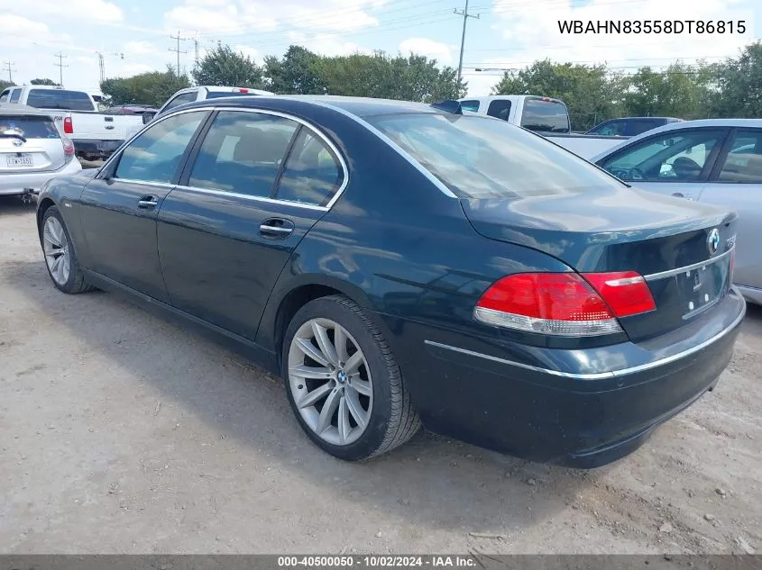 2008 BMW 750Li VIN: WBAHN83558DT86815 Lot: 40500050