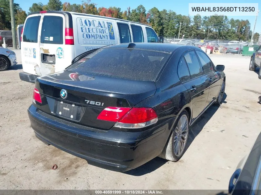 2008 BMW 750I VIN: WBAHL83568DT13250 Lot: 40591999