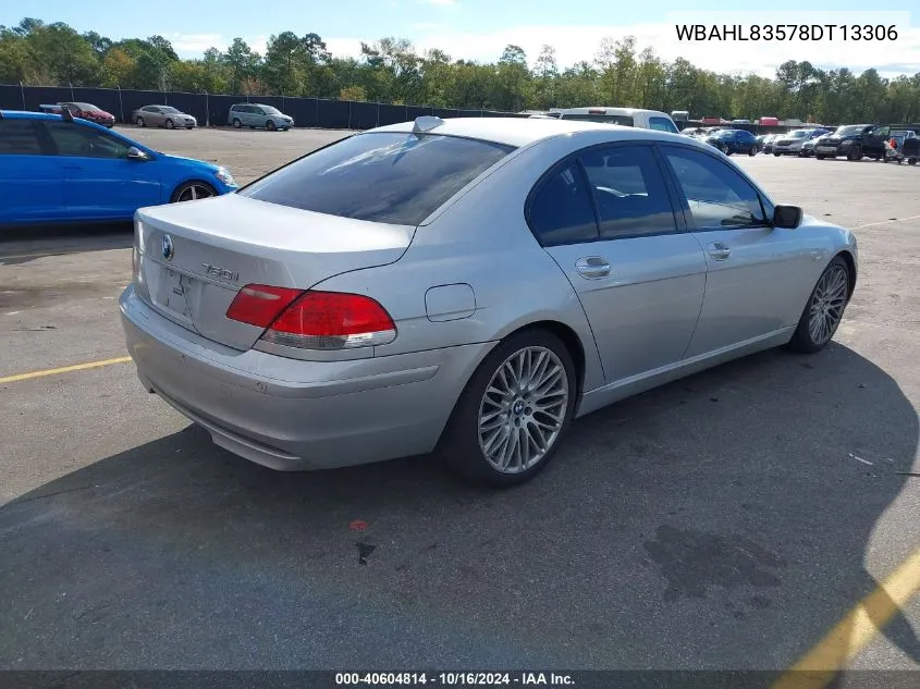 2008 BMW 750I VIN: WBAHL83578DT13306 Lot: 40604814