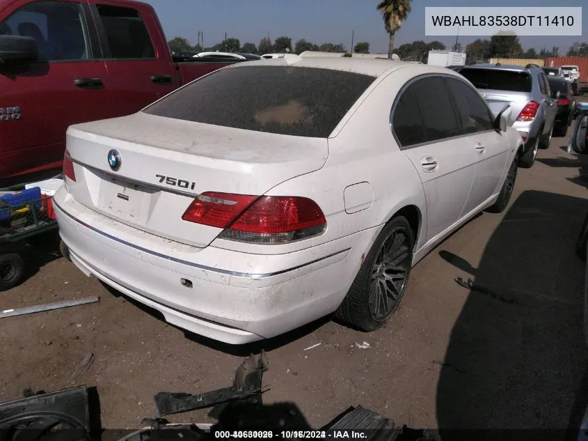 2008 BMW 750I VIN: WBAHL83538DT11410 Lot: 40630026