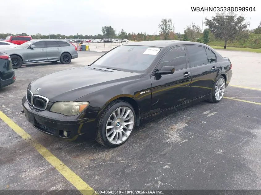 2008 BMW 760Li VIN: WBAHN03538DD98904 Lot: 40642518