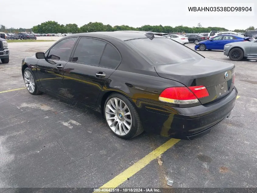 2008 BMW 760Li VIN: WBAHN03538DD98904 Lot: 40642518