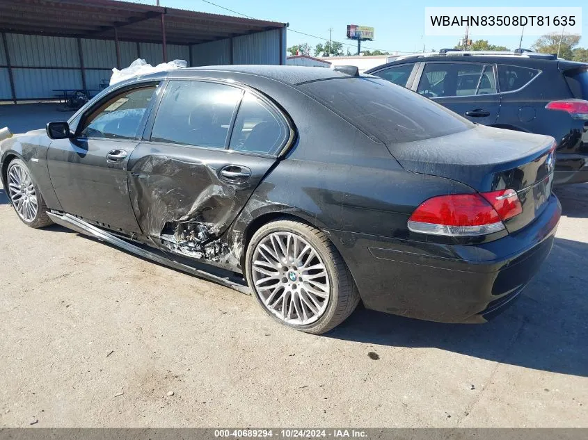 2008 BMW 750Li VIN: WBAHN83508DT81635 Lot: 40689294