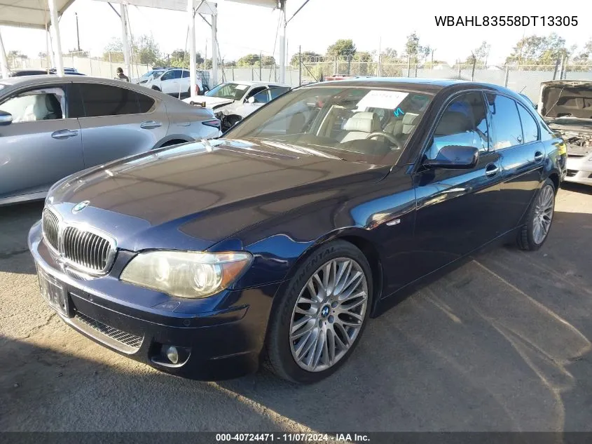 2008 BMW 750I VIN: WBAHL83558DT13305 Lot: 40724471