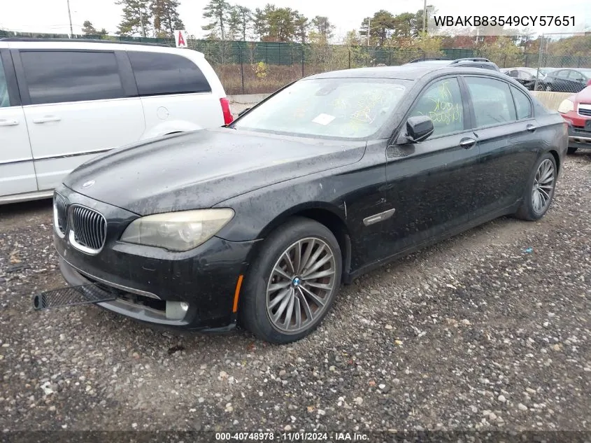 2009 BMW 750Li VIN: WBAKB83549CY57651 Lot: 40748978