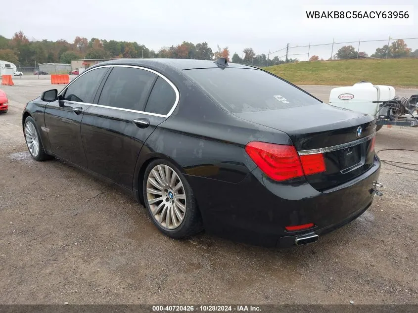 2010 BMW 750Li VIN: WBAKB8C56ACY63956 Lot: 40720426