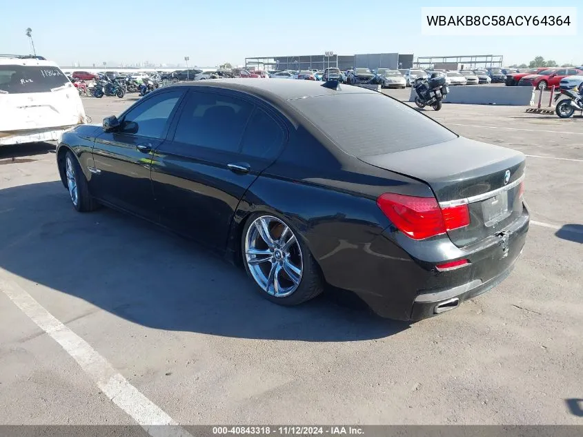 2010 BMW 750Li VIN: WBAKB8C58ACY64364 Lot: 40843318