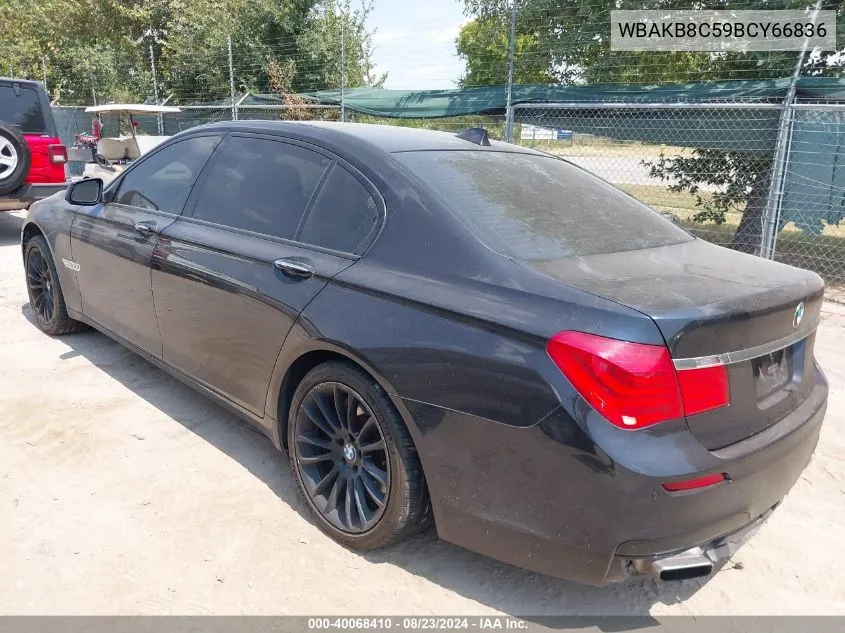 2011 BMW 750Li VIN: WBAKB8C59BCY66836 Lot: 40068410