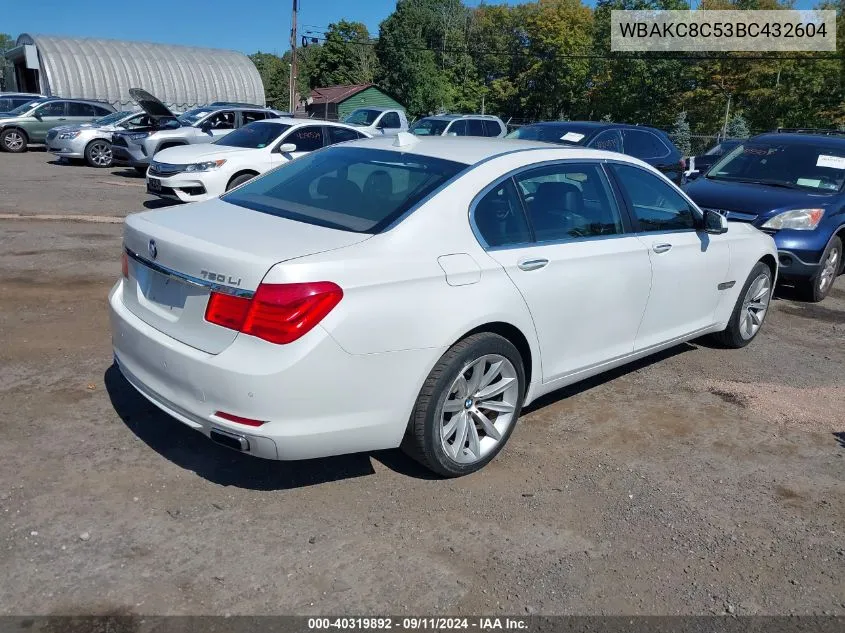 2011 BMW 750Li xDrive VIN: WBAKC8C53BC432604 Lot: 40319892