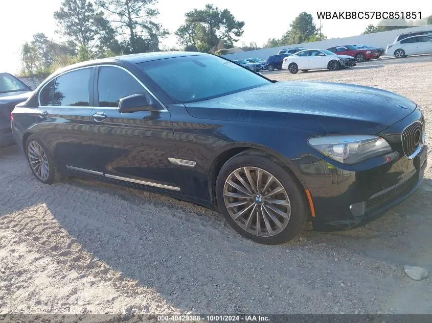 2011 BMW 750Li Li VIN: WBAKB8C57BC851851 Lot: 40429388