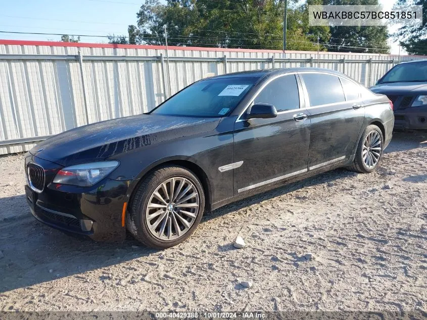 2011 BMW 750Li Li VIN: WBAKB8C57BC851851 Lot: 40429388