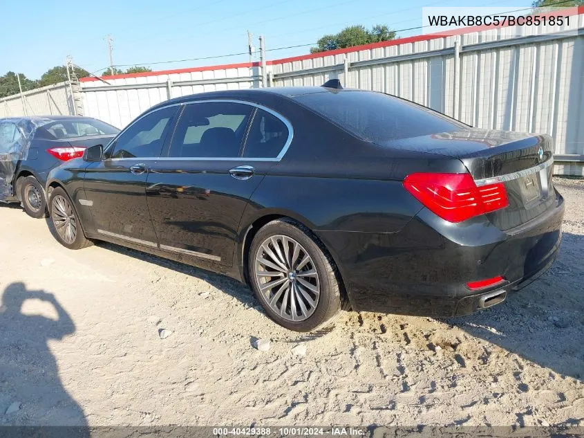 2011 BMW 750Li Li VIN: WBAKB8C57BC851851 Lot: 40429388