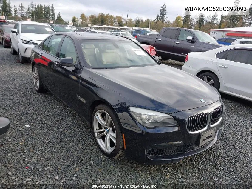 2011 BMW 740I VIN: WBAKA4C52BC392093 Lot: 40599477