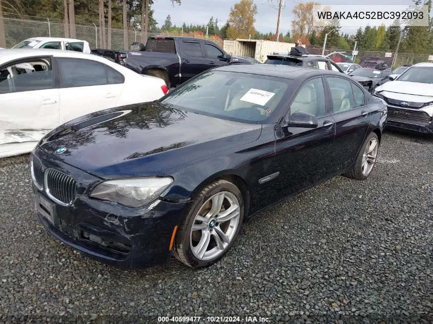 2011 BMW 740I VIN: WBAKA4C52BC392093 Lot: 40599477