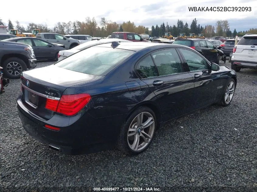 2011 BMW 740I VIN: WBAKA4C52BC392093 Lot: 40599477