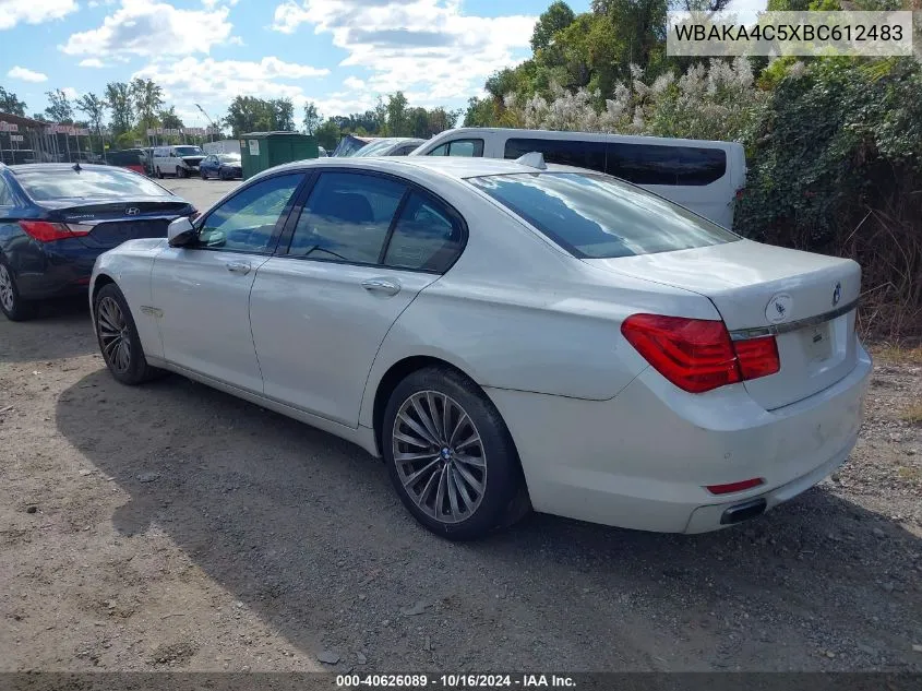 2011 BMW 740I VIN: WBAKA4C5XBC612483 Lot: 40626089