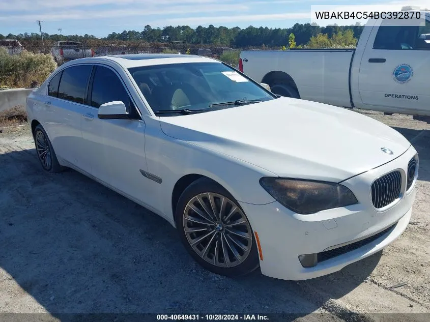 2011 BMW 740Li VIN: WBAKB4C54BC392870 Lot: 40649431