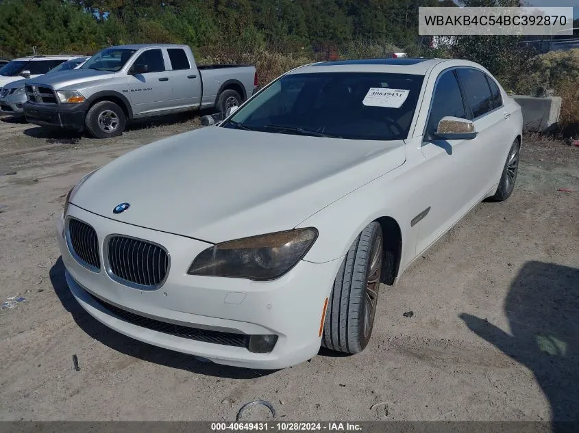 2011 BMW 740Li VIN: WBAKB4C54BC392870 Lot: 40649431