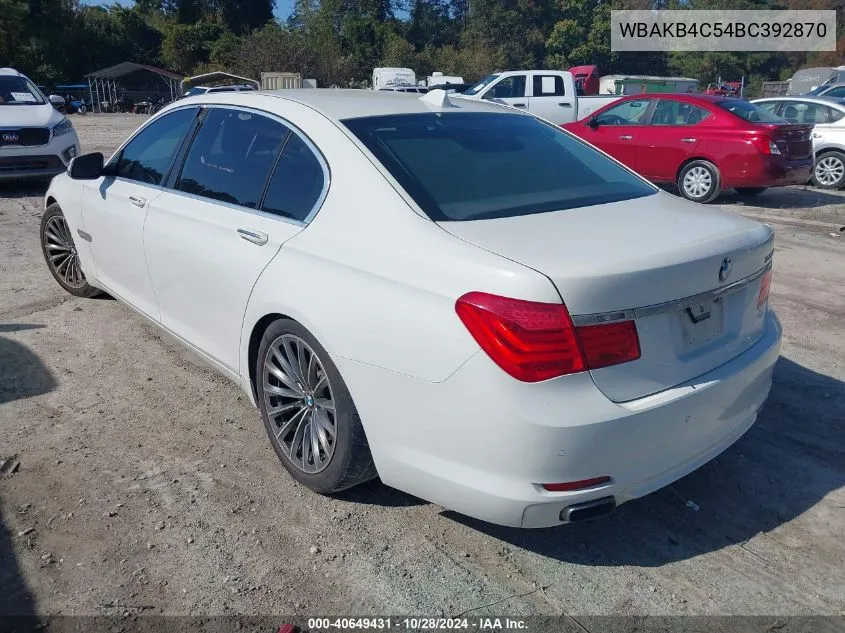 2011 BMW 740Li VIN: WBAKB4C54BC392870 Lot: 40649431