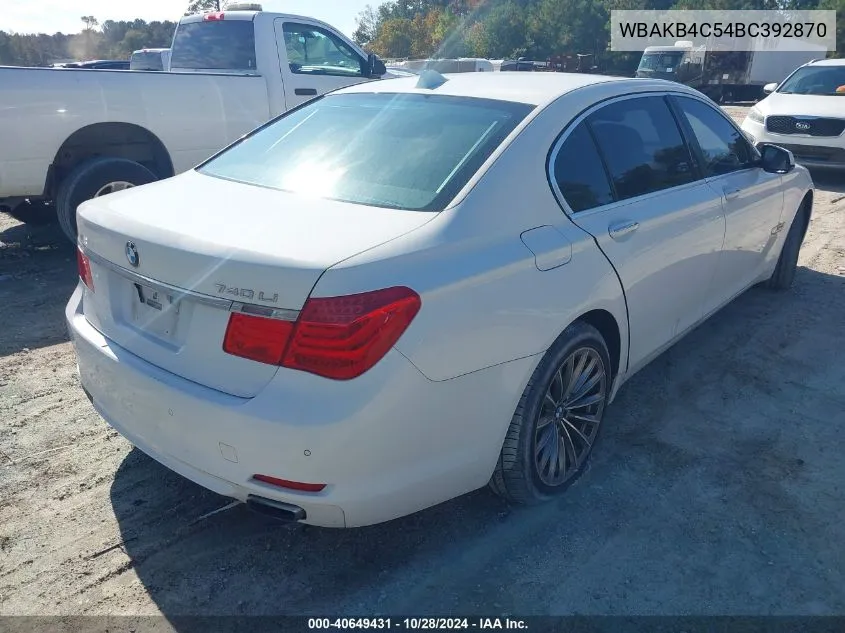 2011 BMW 740Li VIN: WBAKB4C54BC392870 Lot: 40649431