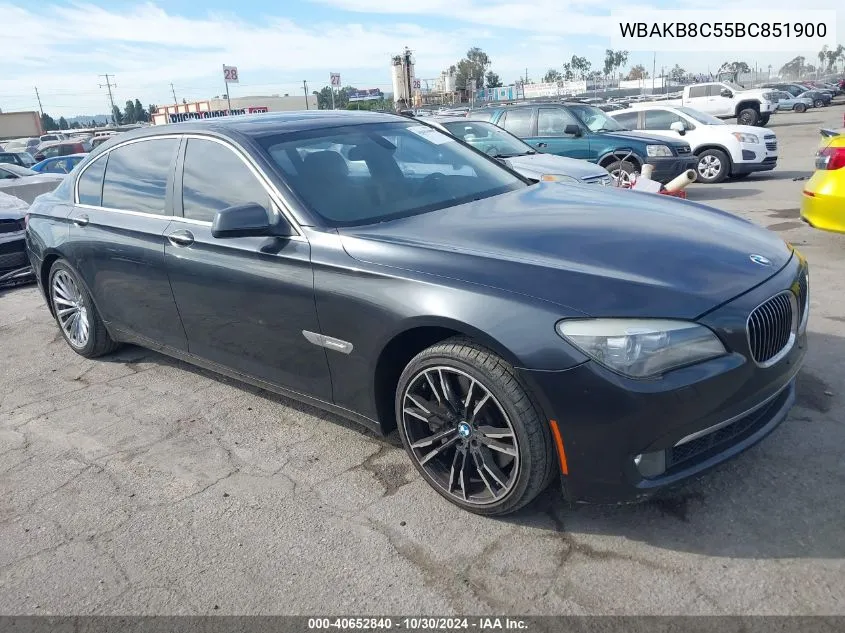 2011 BMW 750Li VIN: WBAKB8C55BC851900 Lot: 40652840