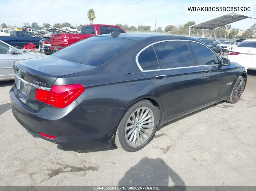 2011 BMW 750Li VIN: WBAKB8C55BC851900 Lot: 40652840