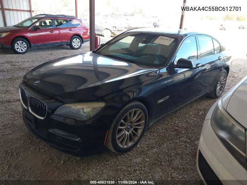 2011 BMW 740I VIN: WBAKA4C55BC612701 Lot: 40831830