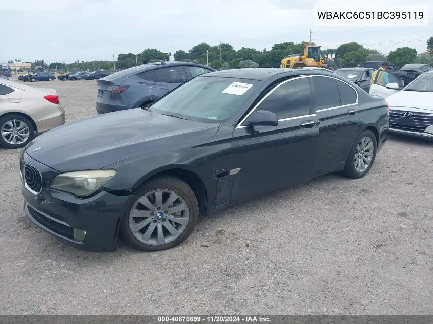 2011 BMW 750I xDrive VIN: WBAKC6C51BC395119 Lot: 40870699