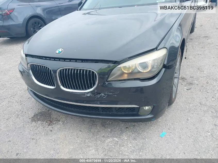 2011 BMW 750I xDrive VIN: WBAKC6C51BC395119 Lot: 40870699