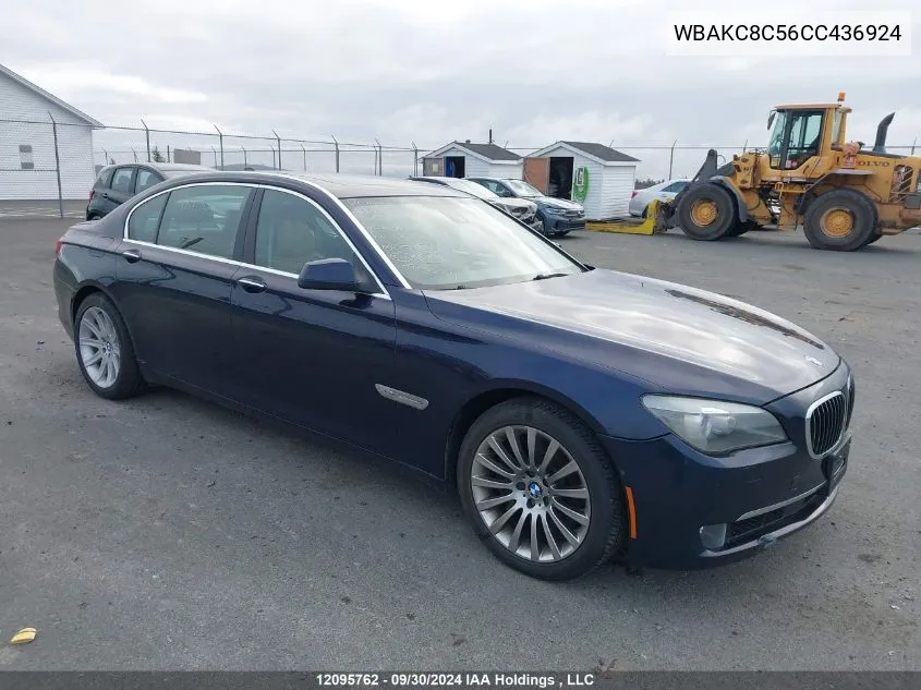 2012 BMW 7 Series VIN: WBAKC8C56CC436924 Lot: 12095762