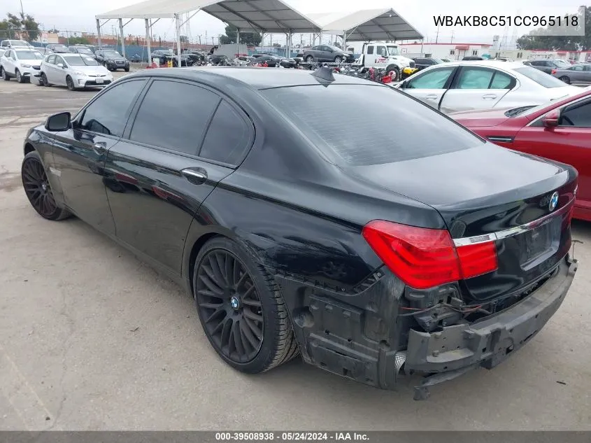 2012 BMW 750Li VIN: WBAKB8C51CC965118 Lot: 39508938