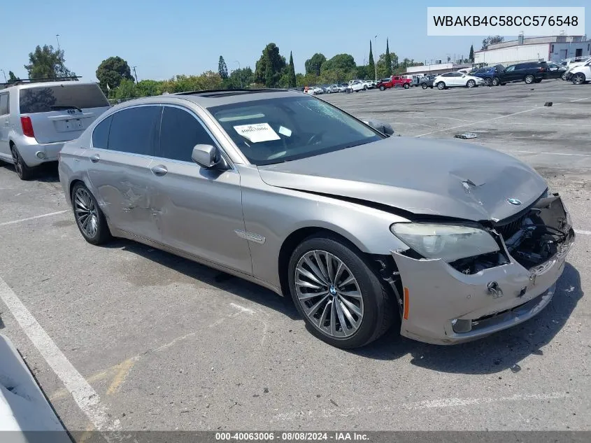 2012 BMW 740Li VIN: WBAKB4C58CC576548 Lot: 40063006