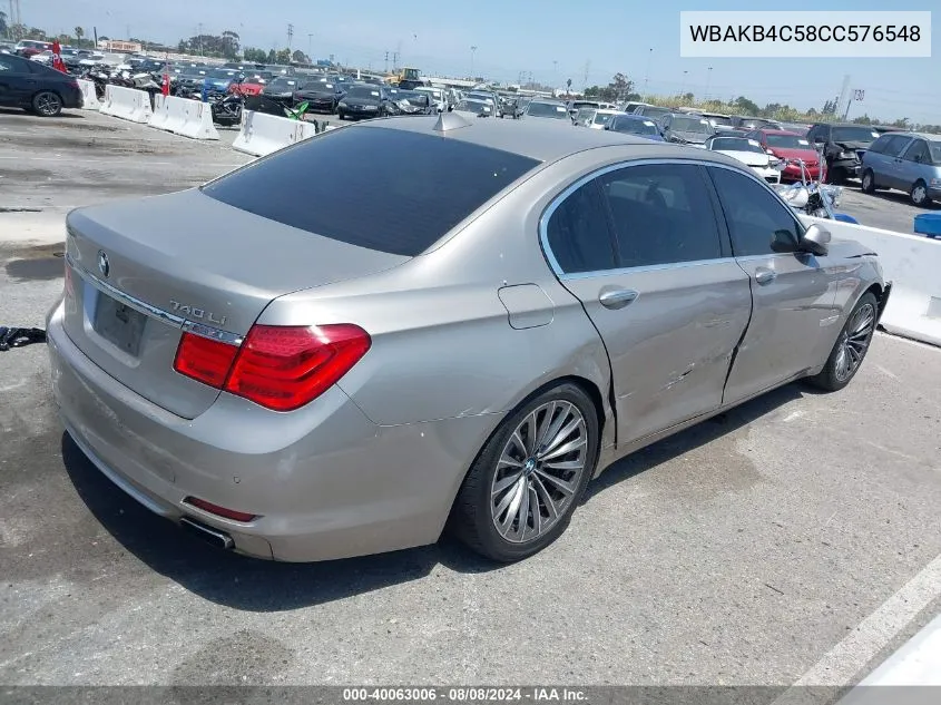 2012 BMW 740Li VIN: WBAKB4C58CC576548 Lot: 40063006