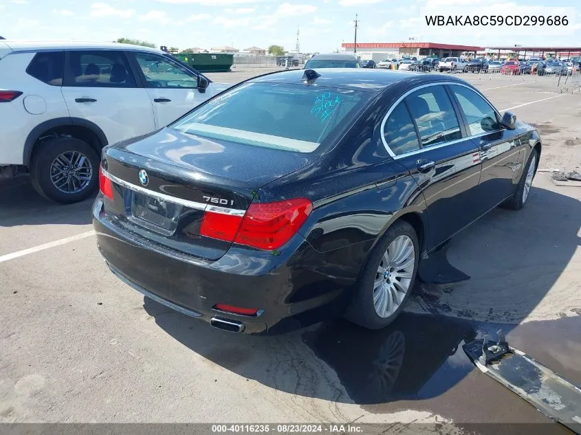 2012 BMW 750I VIN: WBAKA8C59CD299686 Lot: 40116235