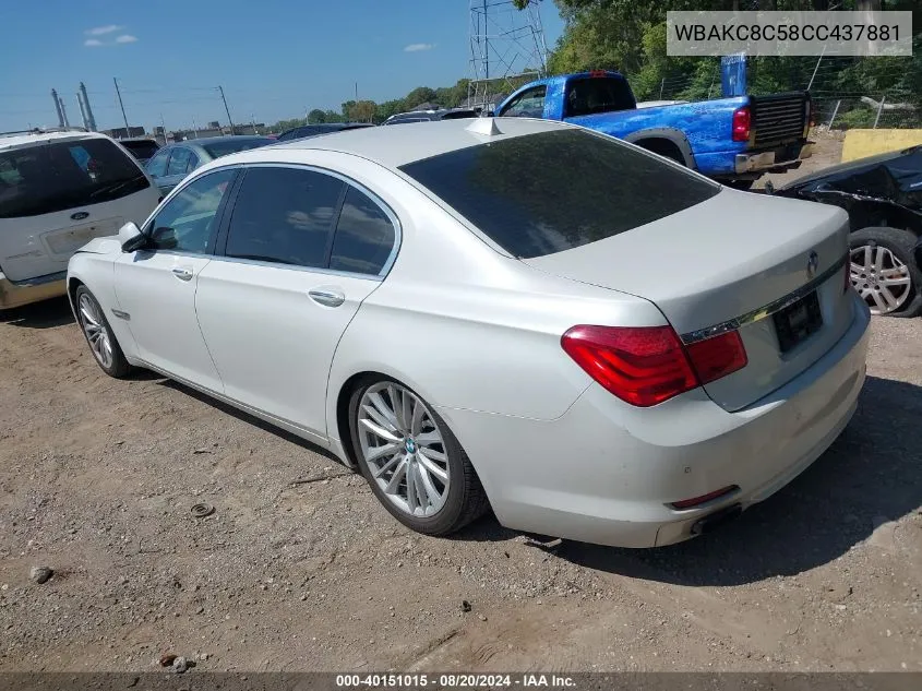 2012 BMW 750 Lxi VIN: WBAKC8C58CC437881 Lot: 40151015