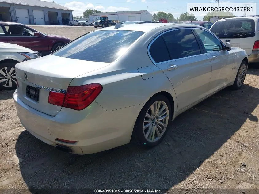 2012 BMW 750 Lxi VIN: WBAKC8C58CC437881 Lot: 40151015