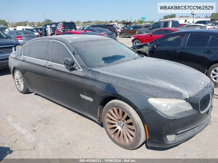 2012 BMW 750Li Li VIN: WBAKB8C57CC962529 Lot: 40208232