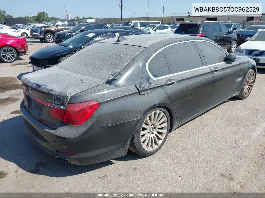 2012 BMW 750Li Li VIN: WBAKB8C57CC962529 Lot: 40208232