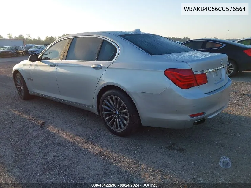 2012 BMW 740Li VIN: WBAKB4C56CC576564 Lot: 40422698