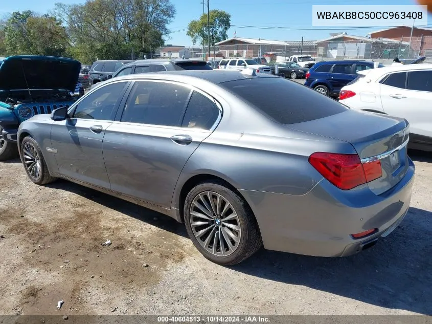 2012 BMW 750Li VIN: WBAKB8C50CC963408 Lot: 40604513