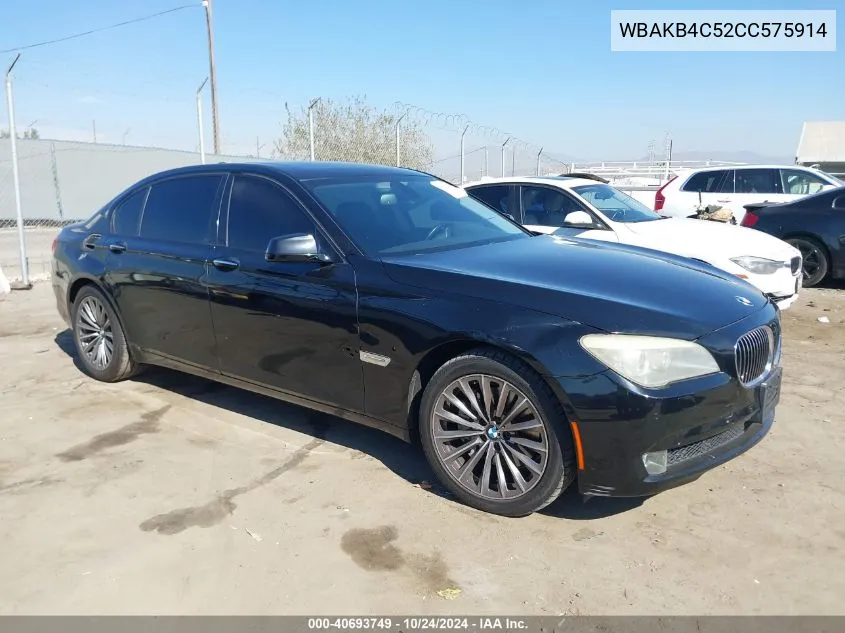 2012 BMW 740Li VIN: WBAKB4C52CC575914 Lot: 40693749